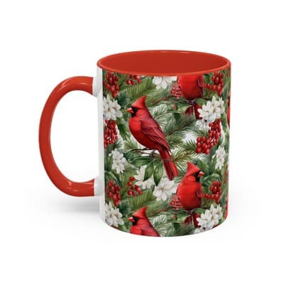 Christmas Cardinal Coffee Mug, Winter Bird Decor, Holiday Gift for Nature Lovers - Thumbnail 3