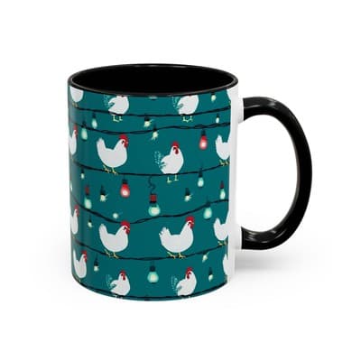 Chicken String Light Coffee Mug, Funny Farmhouse Holiday Gift, Rustic Decor - Thumbnail 2