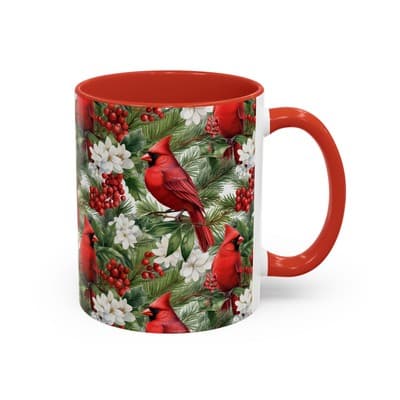 Christmas Cardinal Coffee Mug, Winter Bird Decor, Holiday Gift for Nature Lovers - Thumbnail 2