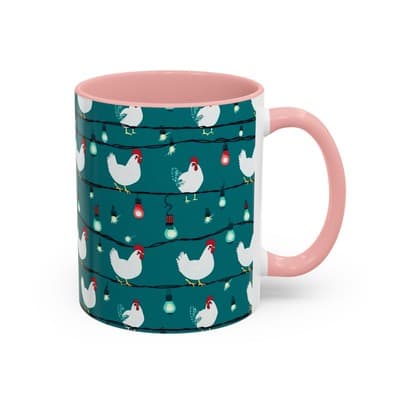 Chicken String Light Coffee Mug, Funny Farmhouse Holiday Gift, Rustic Decor - Thumbnail 2