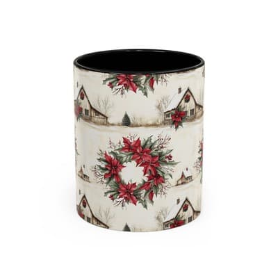 Festive Poinsettia Coffee Mug, Christmas Gift, Holiday Decor, Winter Kitchen