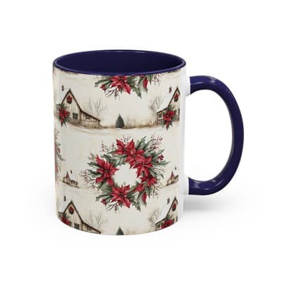 Festive Poinsettia Coffee Mug, Christmas Gift, Holiday Decor, Winter Kitchen - Thumbnail 2
