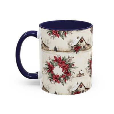 Festive Poinsettia Coffee Mug, Christmas Gift, Holiday Decor, Winter Kitchen - Thumbnail 3