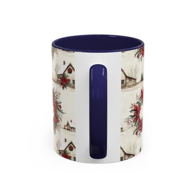 Festive Poinsettia Coffee Mug, Christmas Gift, Holiday Decor, Winter Kitchen - Thumbnail 4