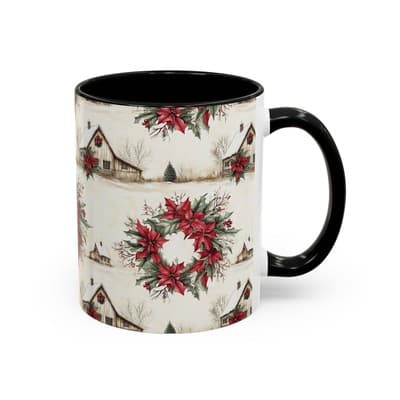 Festive Poinsettia Coffee Mug, Christmas Gift, Holiday Decor, Winter Kitchen - Thumbnail 2