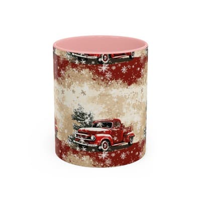 Vintage Truck Holiday Coffee Mug 11oz 15oz | Rustic Winter Decor Gift Cup