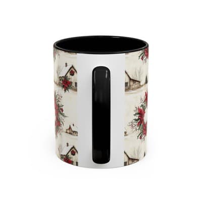 Festive Poinsettia Coffee Mug, Christmas Gift, Holiday Decor, Winter Kitchen - Thumbnail 4