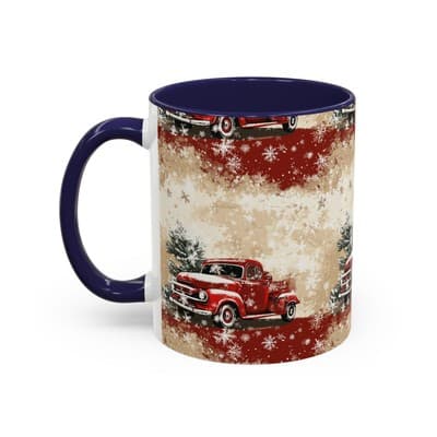 Vintage Truck Holiday Coffee Mug 11oz 15oz | Rustic Winter Decor Gift Cup - Thumbnail 3