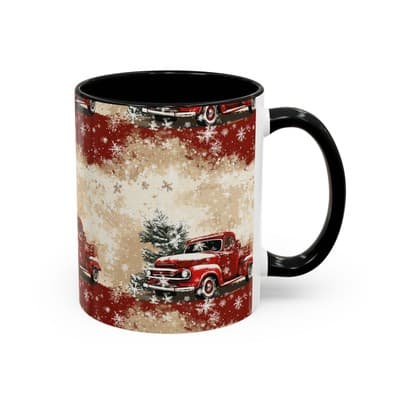 Vintage Truck Holiday Coffee Mug 11oz 15oz | Rustic Winter Decor Gift Cup - Thumbnail 2
