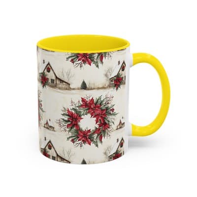 Festive Poinsettia Coffee Mug, Christmas Gift, Holiday Decor, Winter Kitchen - Thumbnail 2