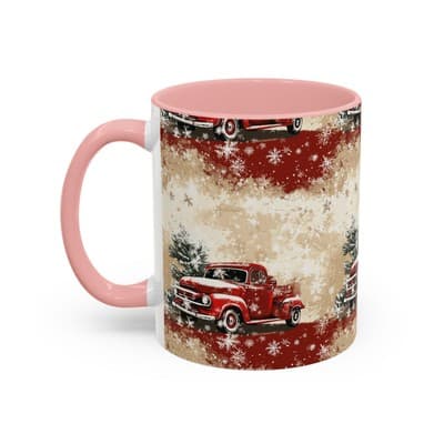 Vintage Truck Holiday Coffee Mug 11oz 15oz | Rustic Winter Decor Gift Cup - Thumbnail 3