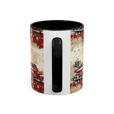 Vintage Truck Holiday Coffee Mug 11oz 15oz | Rustic Winter Decor Gift Cup - Thumbnail 4