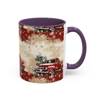 Vintage Truck Holiday Coffee Mug 11oz 15oz | Rustic Winter Decor Gift Cup - Thumbnail 2
