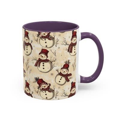Vintage Snowman Coffee Mug 11oz 15oz | Holiday Mug | Cozy Christmas Gift Idea - Thumbnail 2