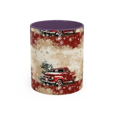 Vintage Truck Holiday Coffee Mug 11oz 15oz | Rustic Winter Decor Gift Cup