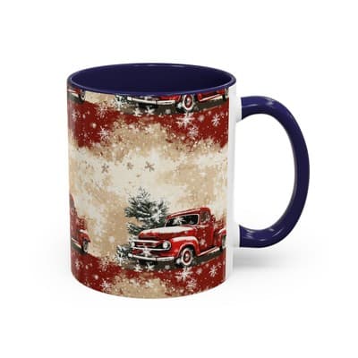 Vintage Truck Holiday Coffee Mug 11oz 15oz | Rustic Winter Decor Gift Cup - Thumbnail 2