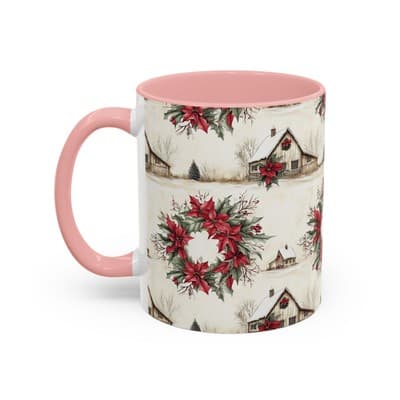 Festive Poinsettia Coffee Mug, Christmas Gift, Holiday Decor, Winter Kitchen - Thumbnail 3