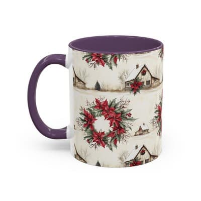 Festive Poinsettia Coffee Mug, Christmas Gift, Holiday Decor, Winter Kitchen - Thumbnail 3