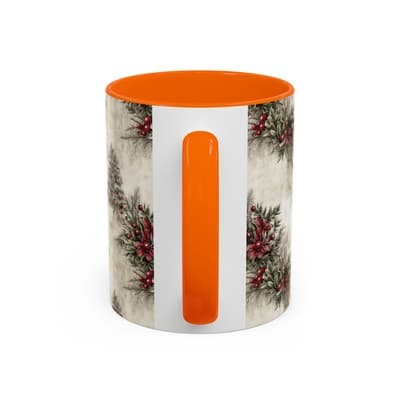 Holiday Floral Coffee Mug 11oz 15oz | Winter Gift | Festive Rustic Kitchen Decor - Thumbnail 4
