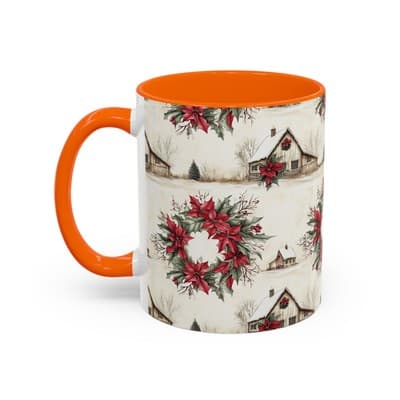 Festive Poinsettia Coffee Mug, Christmas Gift, Holiday Decor, Winter Kitchen - Thumbnail 3