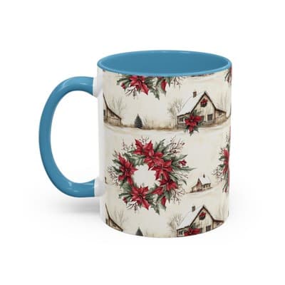 Festive Poinsettia Coffee Mug, Christmas Gift, Holiday Decor, Winter Kitchen - Thumbnail 3