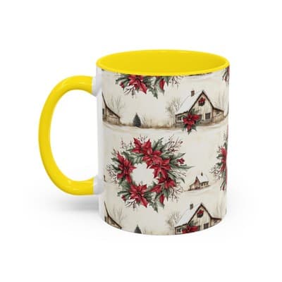 Festive Poinsettia Coffee Mug, Christmas Gift, Holiday Decor, Winter Kitchen - Thumbnail 3