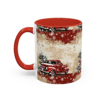 Vintage Truck Holiday Coffee Mug 11oz 15oz | Rustic Winter Decor Gift Cup - Thumbnail 3