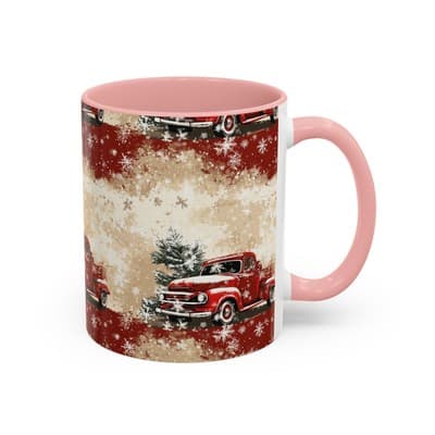 Vintage Truck Holiday Coffee Mug 11oz 15oz | Rustic Winter Decor Gift Cup - Thumbnail 2