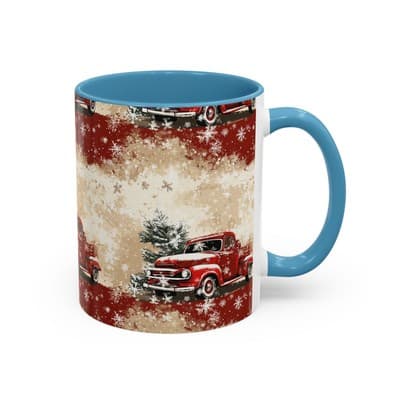 Vintage Truck Holiday Coffee Mug 11oz 15oz | Rustic Winter Decor Gift Cup - Thumbnail 2