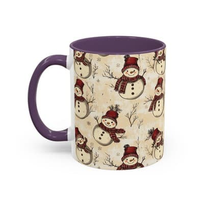 Vintage Snowman Coffee Mug 11oz 15oz | Holiday Mug | Cozy Christmas Gift Idea - Thumbnail 3
