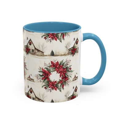 Festive Poinsettia Coffee Mug, Christmas Gift, Holiday Decor, Winter Kitchen - Thumbnail 2