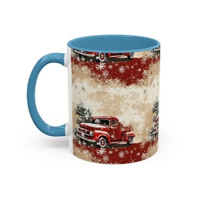 Vintage Truck Holiday Coffee Mug 11oz 15oz | Rustic Winter Decor Gift Cup - Thumbnail 3