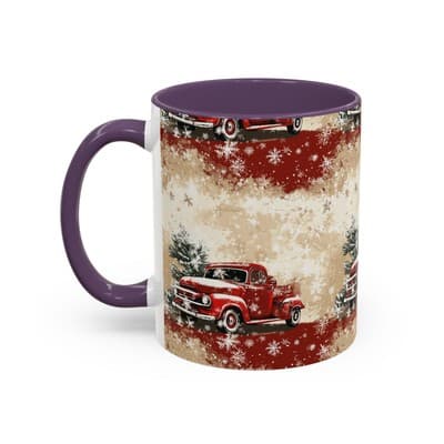 Vintage Truck Holiday Coffee Mug 11oz 15oz | Rustic Winter Decor Gift Cup - Thumbnail 3