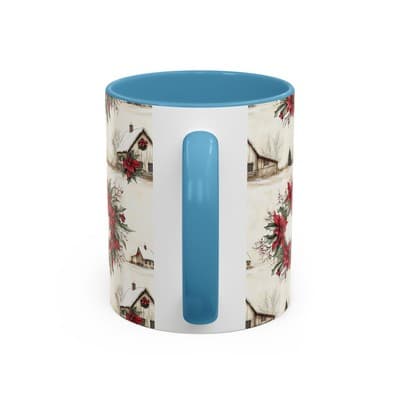 Festive Poinsettia Coffee Mug, Christmas Gift, Holiday Decor, Winter Kitchen - Thumbnail 4