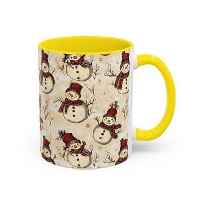 Vintage Snowman Coffee Mug 11oz 15oz | Holiday Mug | Cozy Christmas Gift Idea - Thumbnail 2