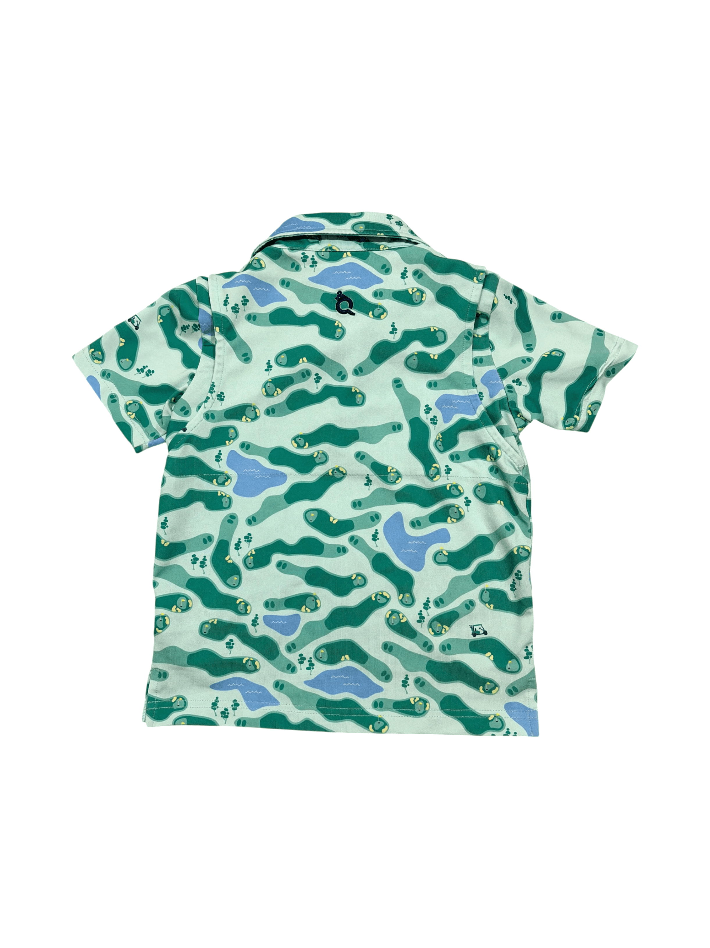 Blue Quail size 2T boys polo golf course print UPF 50+ - Thumbnail 2