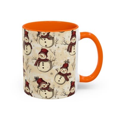 Vintage Snowman Coffee Mug 11oz 15oz | Holiday Mug | Cozy Christmas Gift Idea - Thumbnail 2