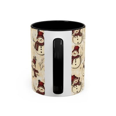 Vintage Snowman Coffee Mug 11oz 15oz | Holiday Mug | Cozy Christmas Gift Idea - Thumbnail 4