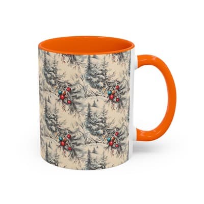 Rustic Holiday Coffee Mug 11oz 15oz | Vintage Christmas Cup | Cozy Winter Decor - Thumbnail 2