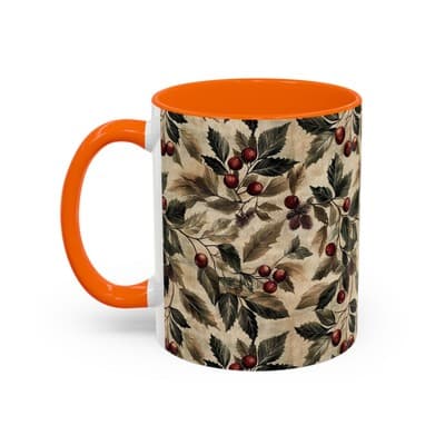 Rustic Berry Coffee Mug 11oz 15oz | Holiday Mug | Vintage Nature Winter Decor - Thumbnail 3