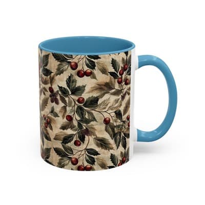 Rustic Berry Coffee Mug 11oz 15oz | Holiday Mug | Vintage Nature Winter Decor - Thumbnail 2