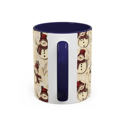 Vintage Snowman Coffee Mug 11oz 15oz | Holiday Mug | Cozy Christmas Gift Idea - Thumbnail 4