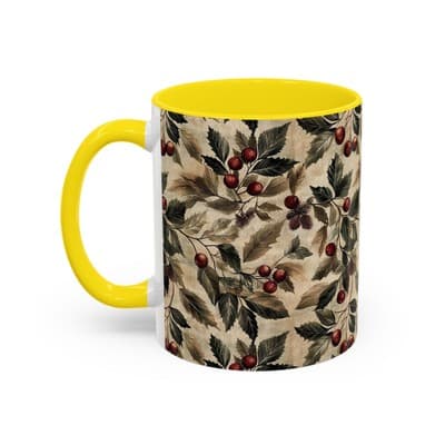 Rustic Berry Coffee Mug 11oz 15oz | Holiday Mug | Vintage Nature Winter Decor - Thumbnail 3