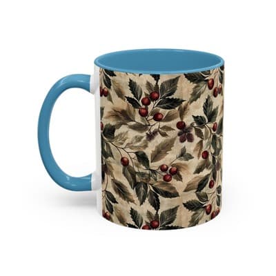Rustic Berry Coffee Mug 11oz 15oz | Holiday Mug | Vintage Nature Winter Decor - Thumbnail 3