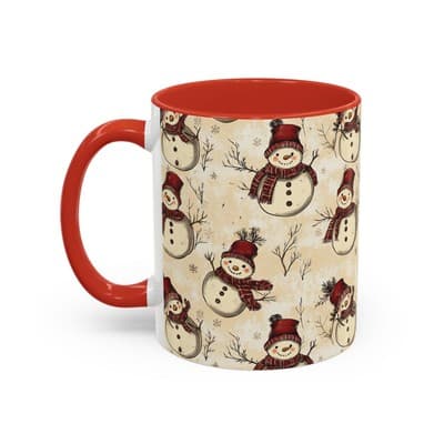 Vintage Snowman Coffee Mug 11oz 15oz | Holiday Mug | Cozy Christmas Gift Idea - Thumbnail 3