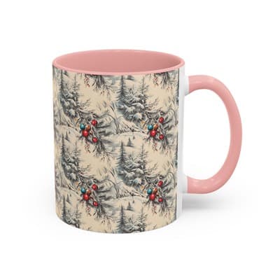 Rustic Holiday Coffee Mug 11oz 15oz | Vintage Christmas Cup | Cozy Winter Decor - Thumbnail 2