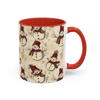 Vintage Snowman Coffee Mug 11oz 15oz | Holiday Mug | Cozy Christmas Gift Idea - Thumbnail 2