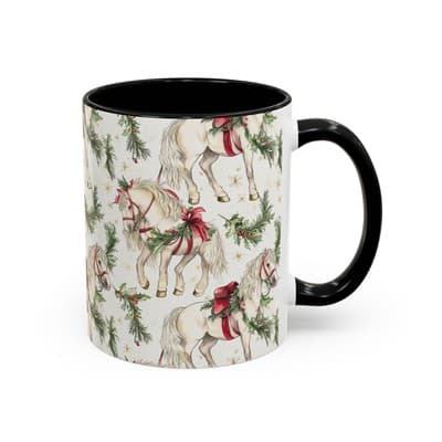 Christmas Horse Mug 11oz 15oz | Holiday Gift | Cozy Winter Decor | Equine Lovers - Thumbnail 2