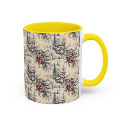 Rustic Holiday Coffee Mug 11oz 15oz | Vintage Christmas Cup | Cozy Winter Decor - Thumbnail 2