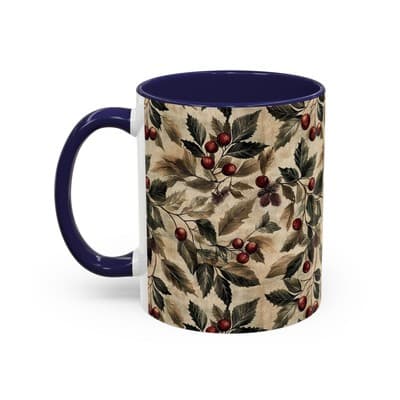 Rustic Berry Coffee Mug 11oz 15oz | Holiday Mug | Vintage Nature Winter Decor - Thumbnail 3